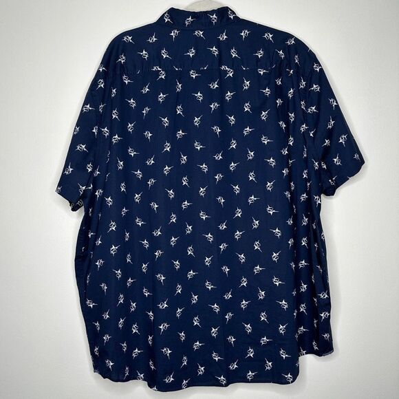 Express Button Down Shirt Navy Marlin‎ Summer Florida Short Sleeve Button Down - Picture 6 of 6